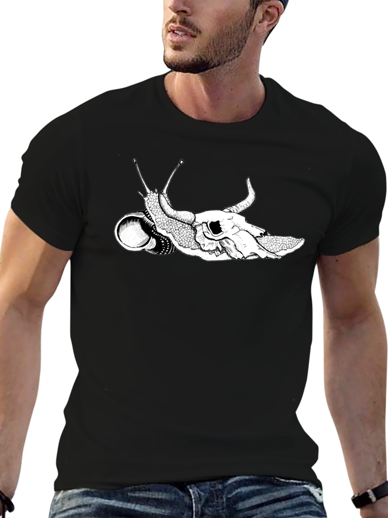 Skull Snail Graphic Tee - Unique Black T-Shirt