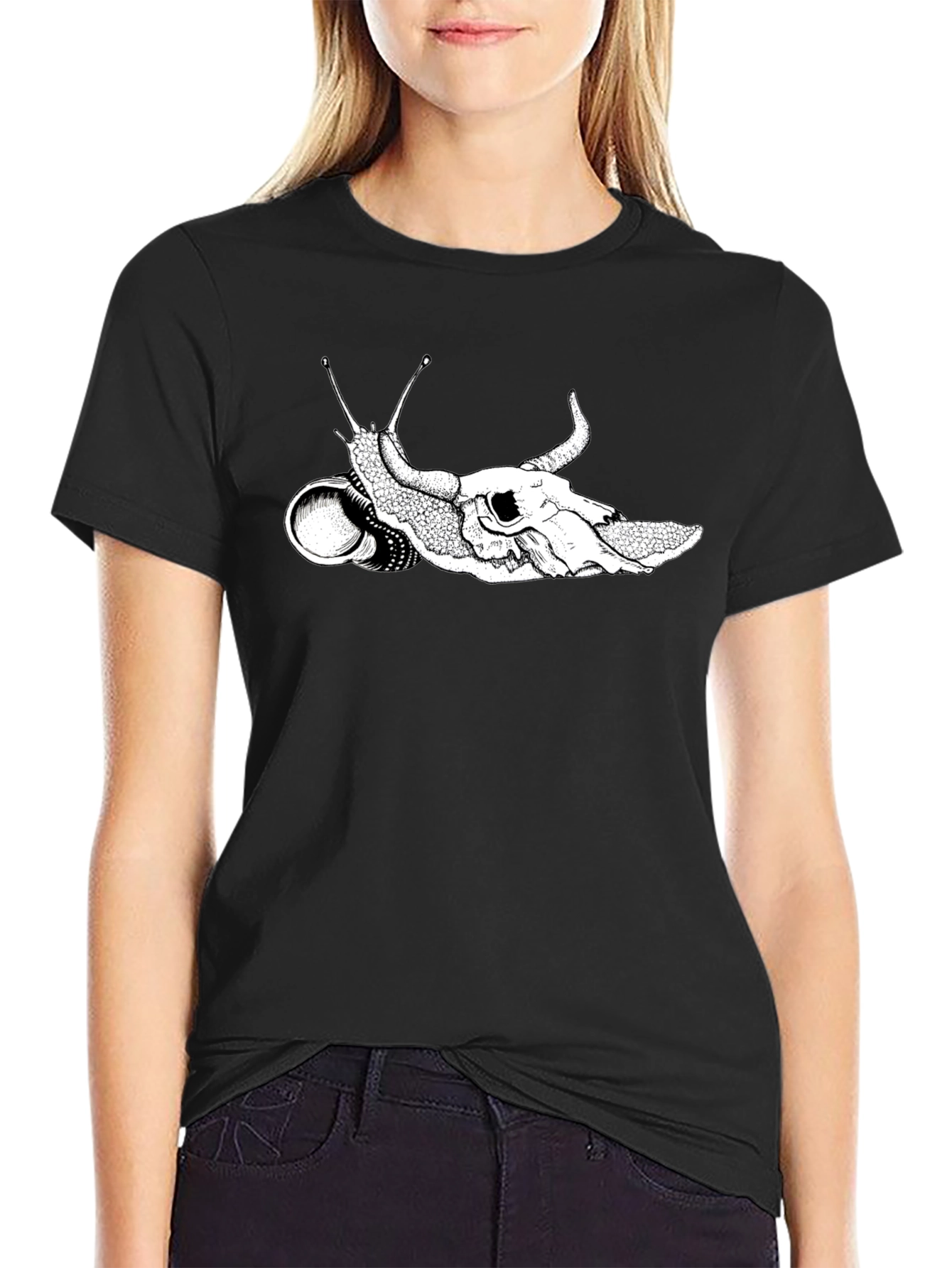 Skull Snail Graphic Tee - Unique Black T-Shirt
