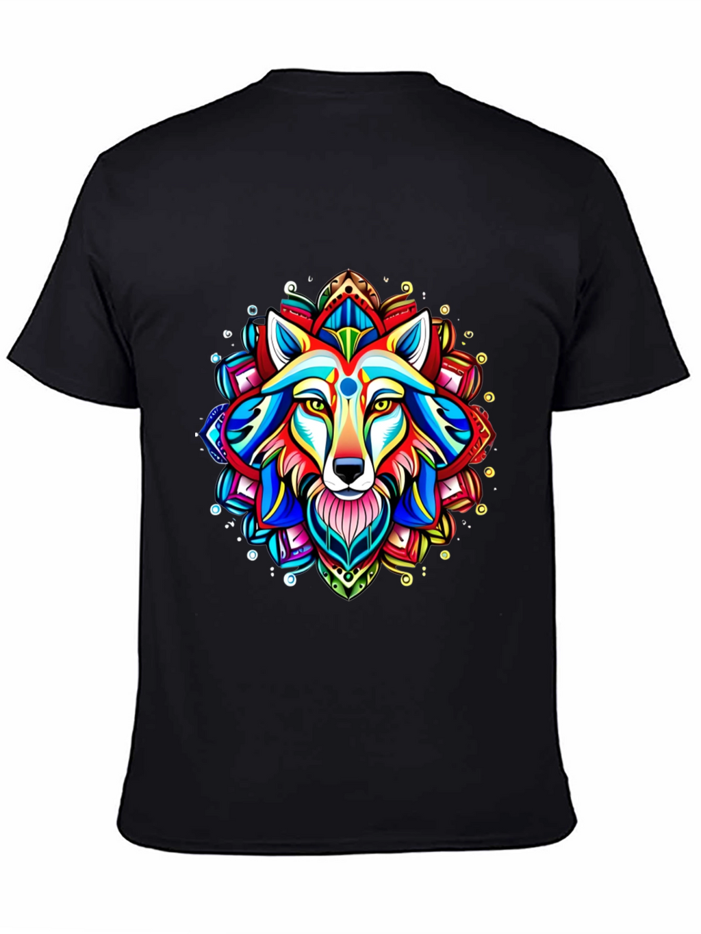 Vibrant Wolf Mandala Graphic Tee