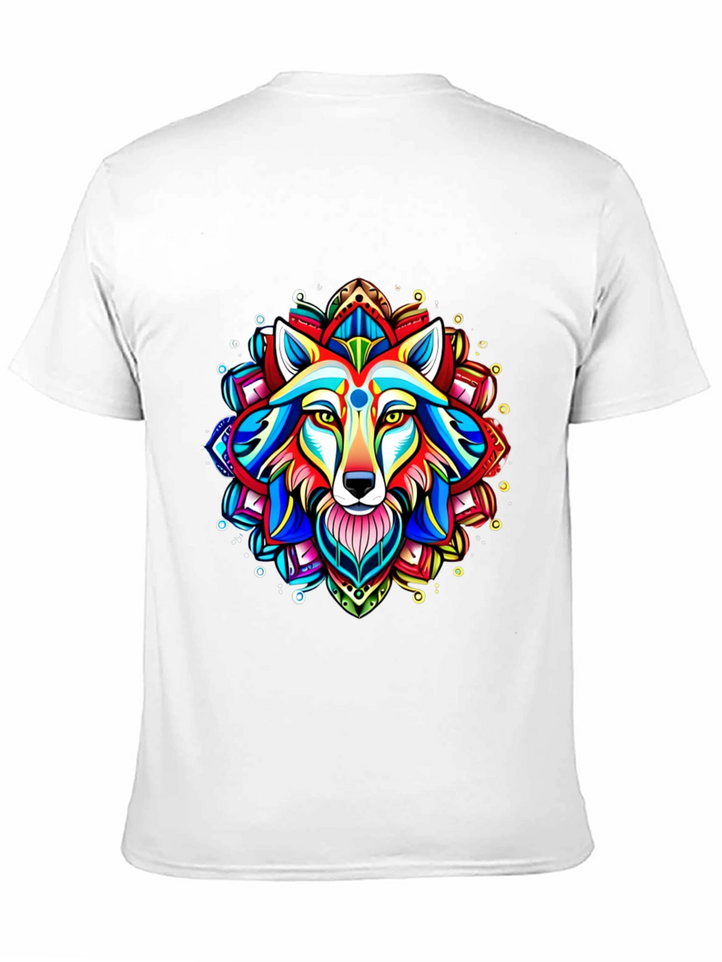 Vibrant Wolf Mandala Graphic Tee