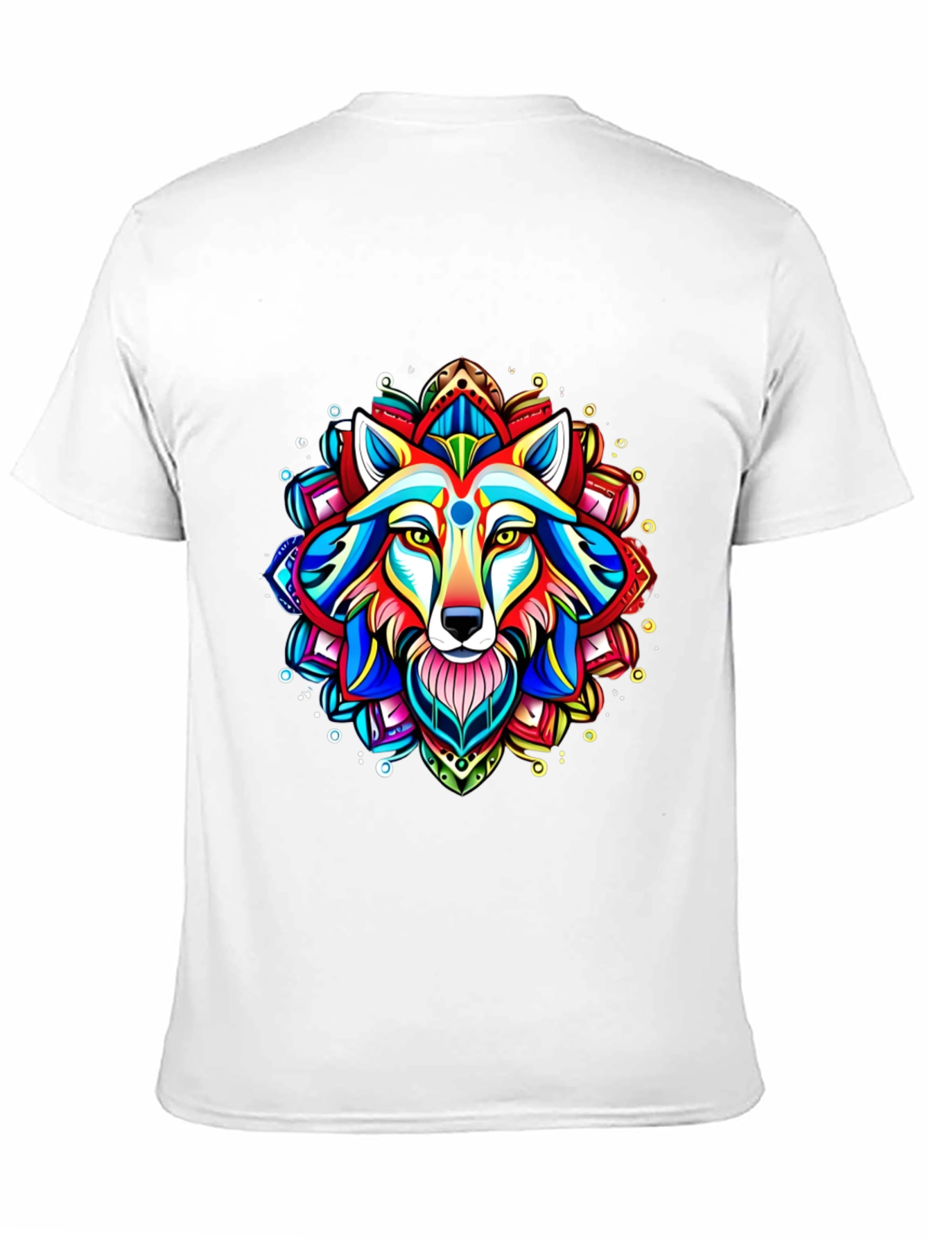 Vibrant Wolf Mandala Graphic Tee