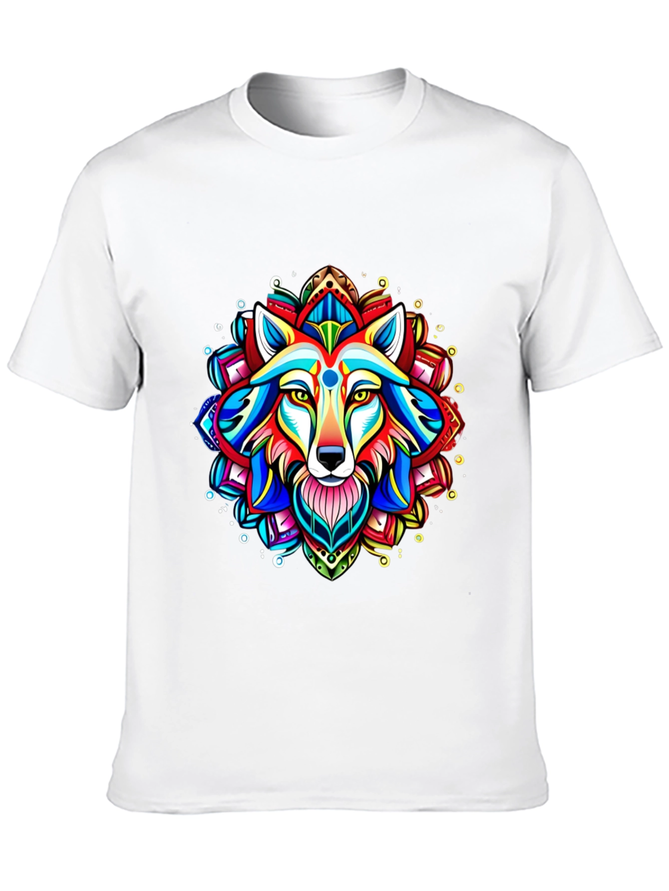 Vibrant Wolf Mandala Graphic Tee