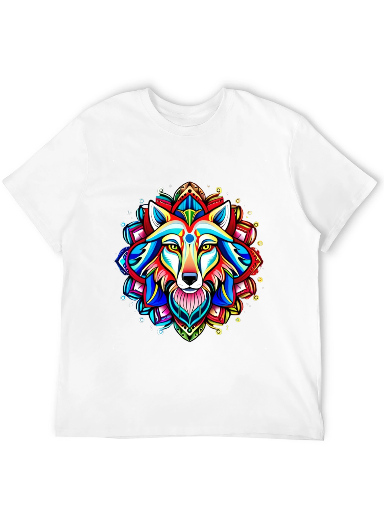 Vibrant Wolf Mandala Graphic Tee