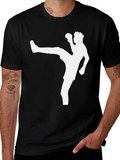Kickboxing Silhouette Graphic Tee - Black Cotton