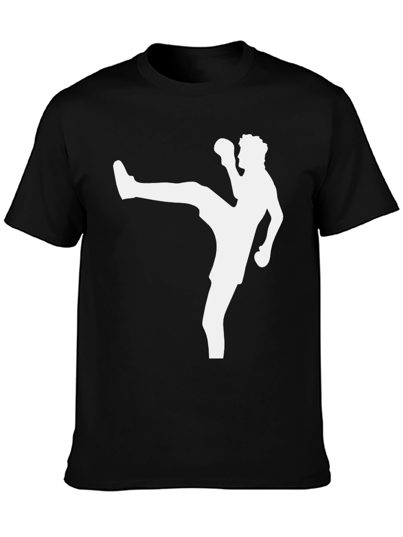 Kickboxing Silhouette Graphic Tee - Black Cotton