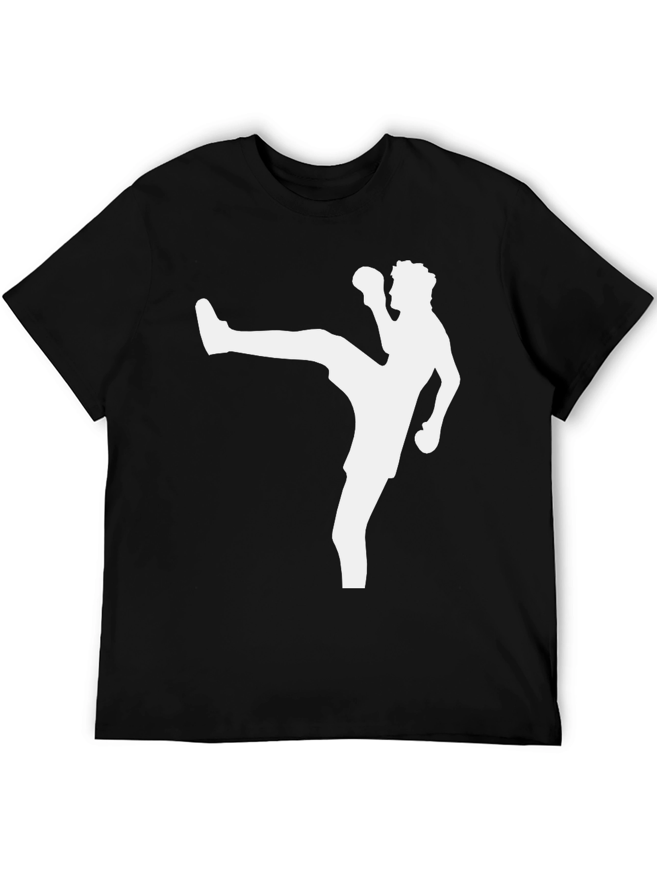 Kickboxing Silhouette Graphic Tee - Black Cotton
