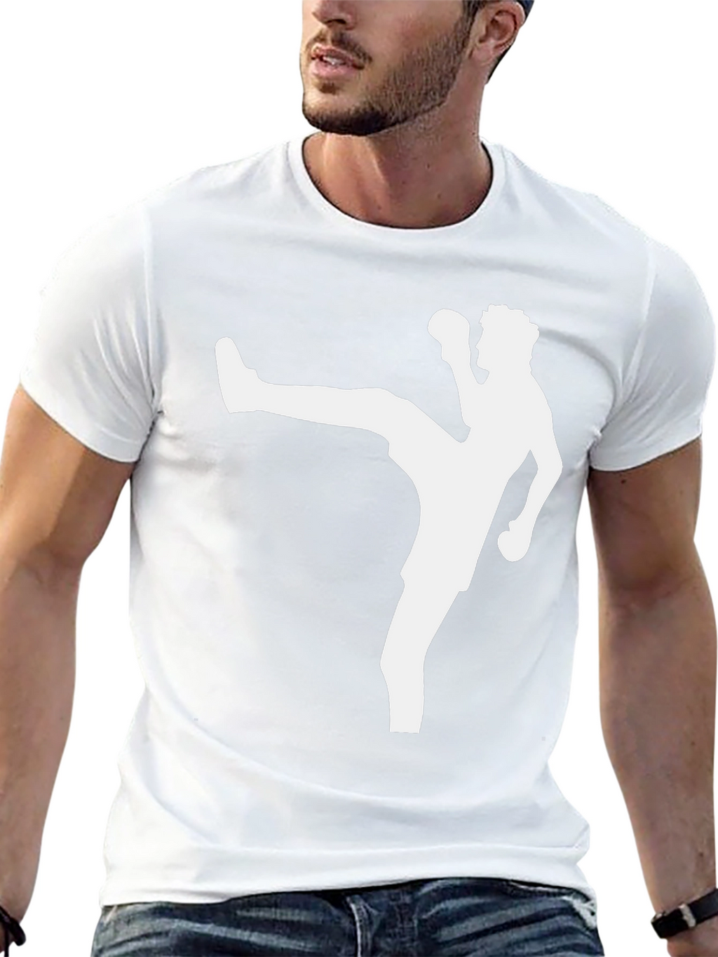 Kickboxing Silhouette Graphic Tee - Black Cotton