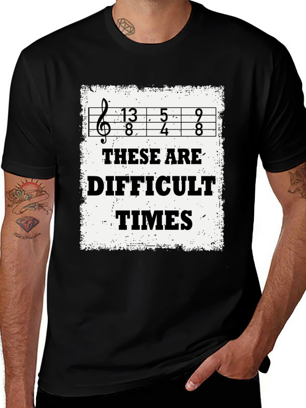 Difficult Times Ukulele T-Shirt - Black Cotton Tee