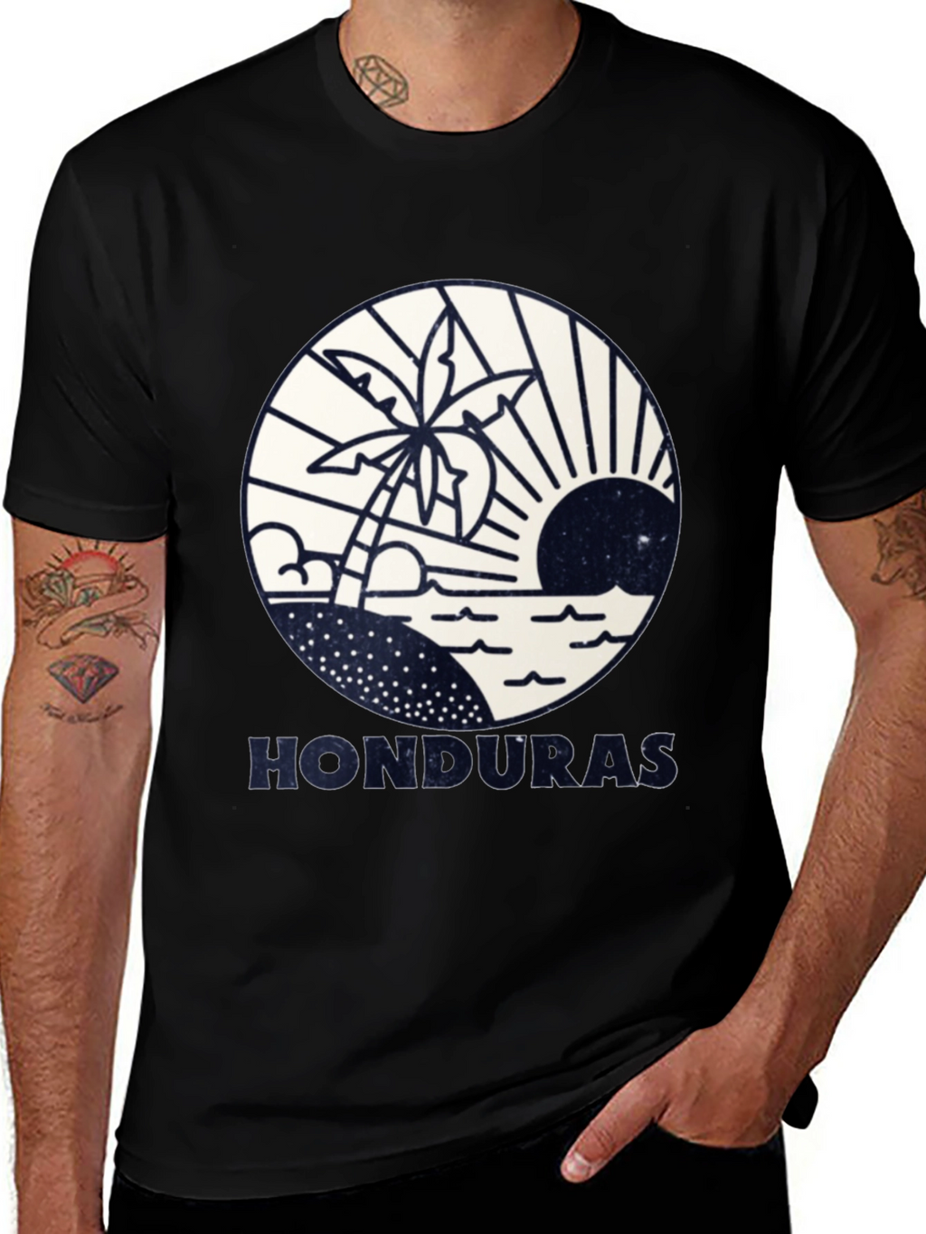 Honduras Beach Scene Graphic Tee - Island Vacation Shirt