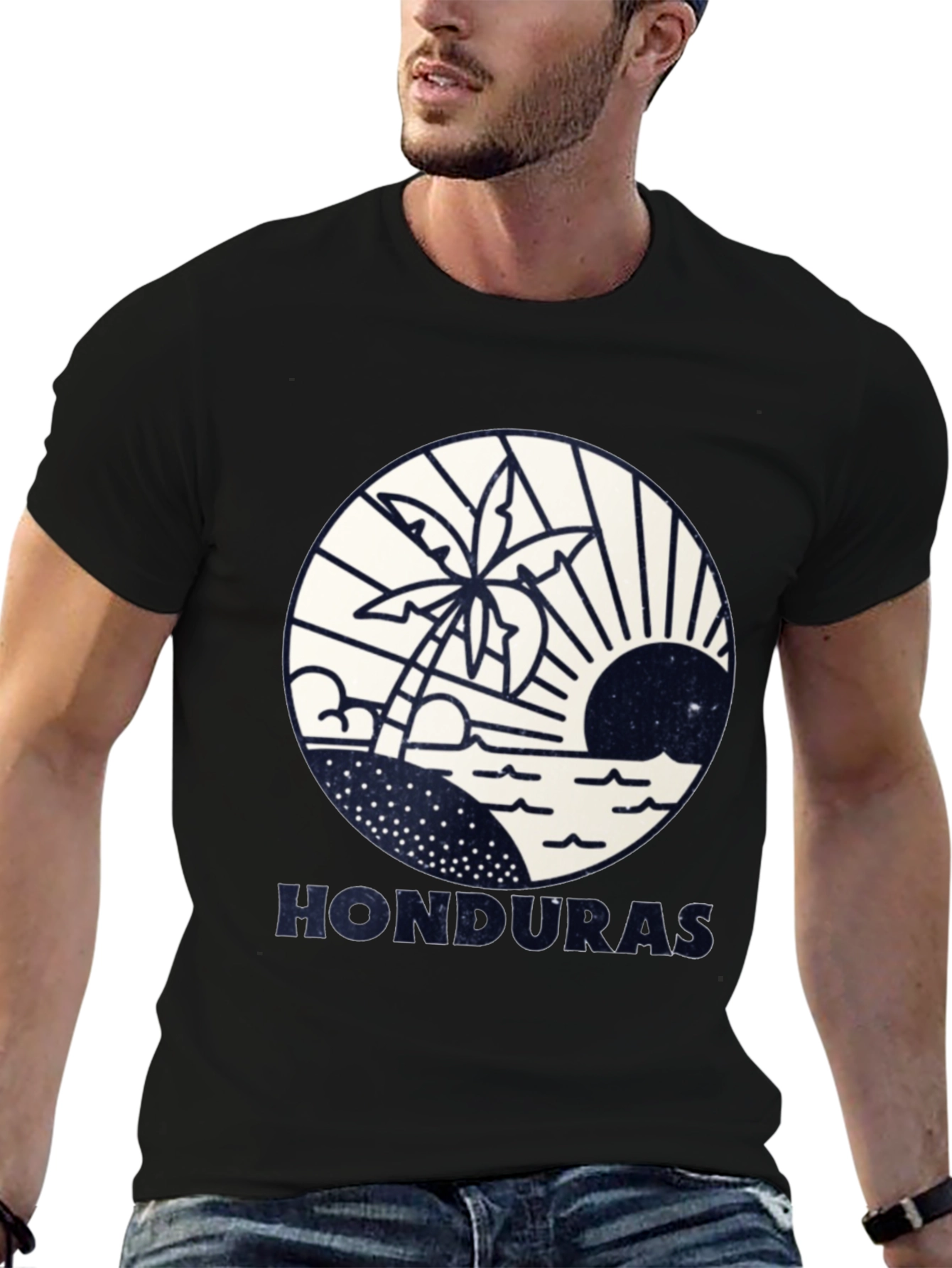 Honduras Beach Scene Graphic Tee - Island Vacation Shirt