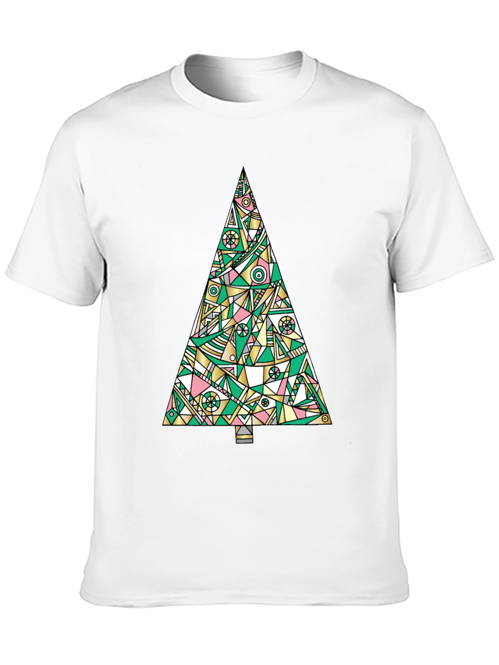 Abstract Christmas Tree Graphic Tee - Black
