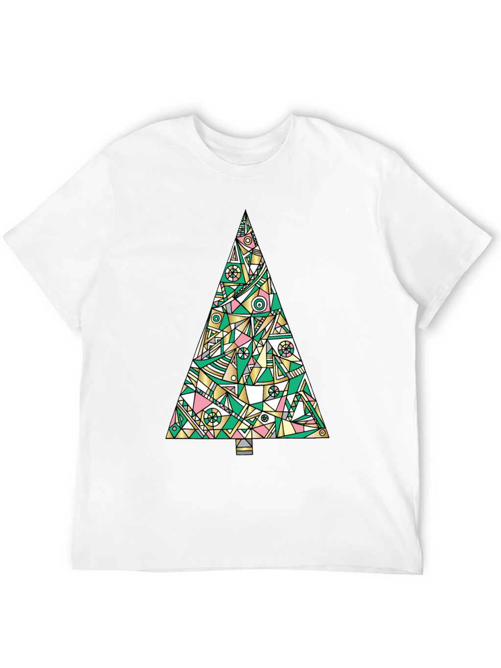Abstract Christmas Tree Graphic Tee - Black