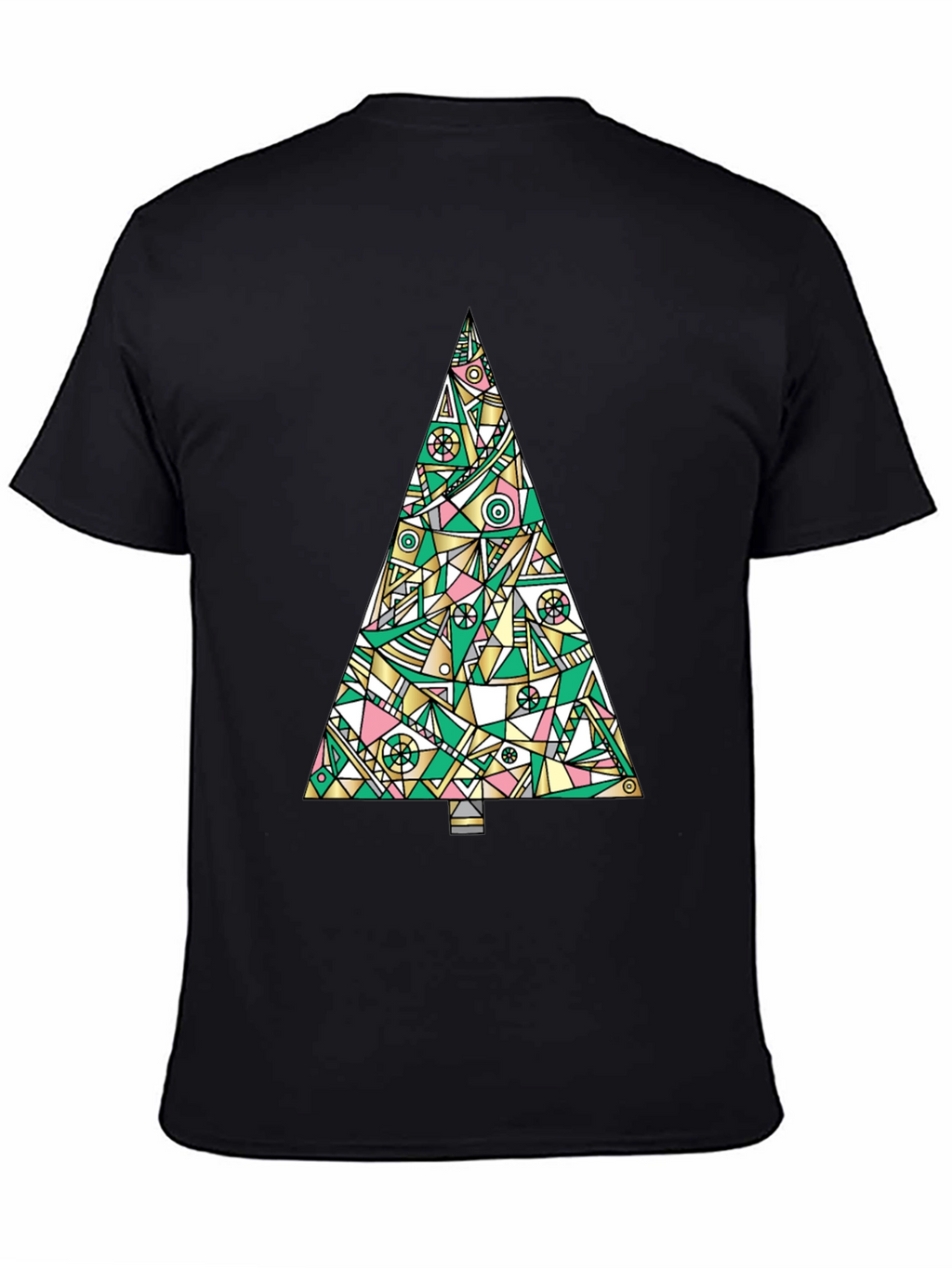 Abstract Christmas Tree Graphic Tee - Black