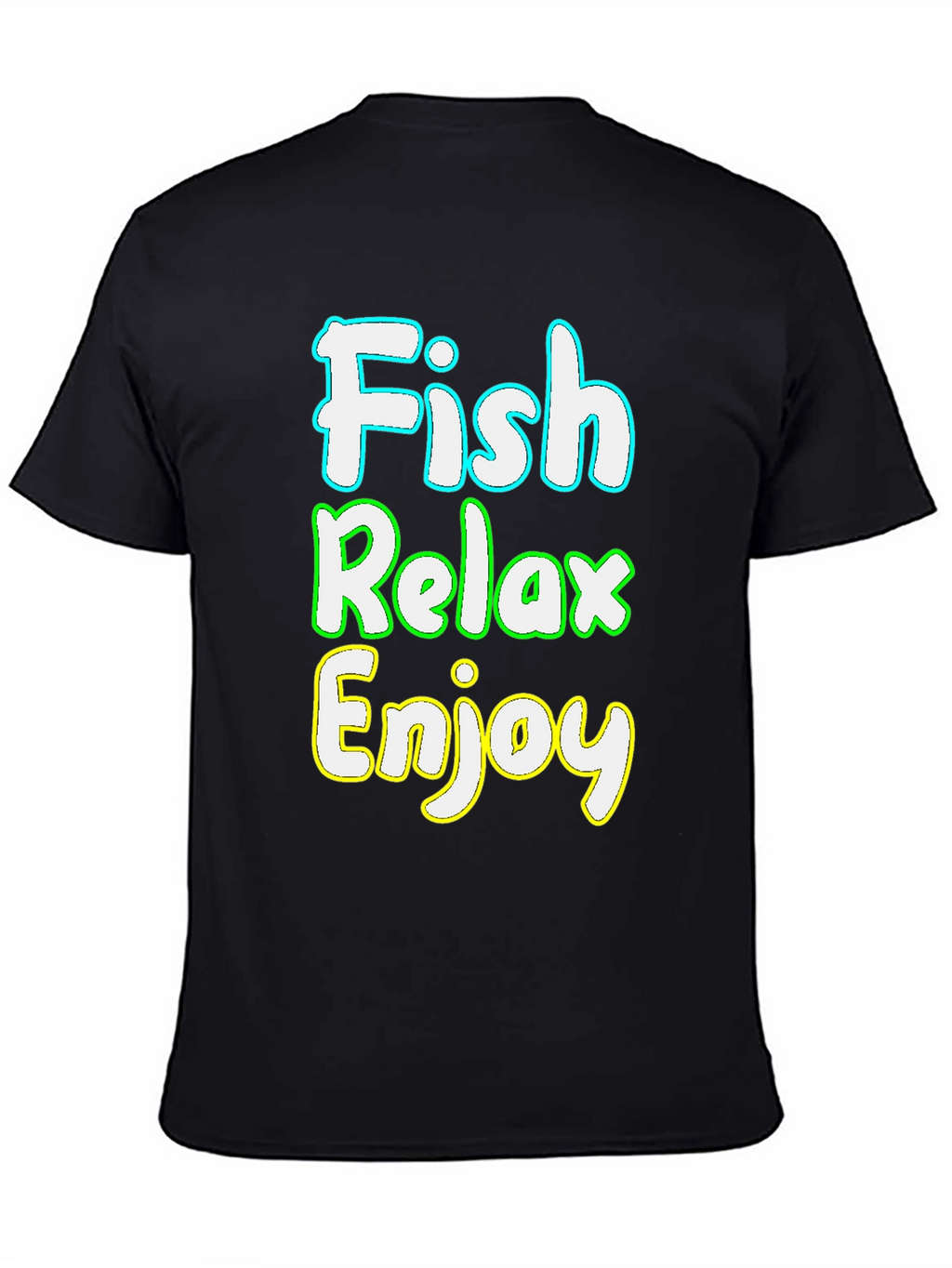 Fish Relax Enjoy Graphic Tee - Black Cotton T-Shirt