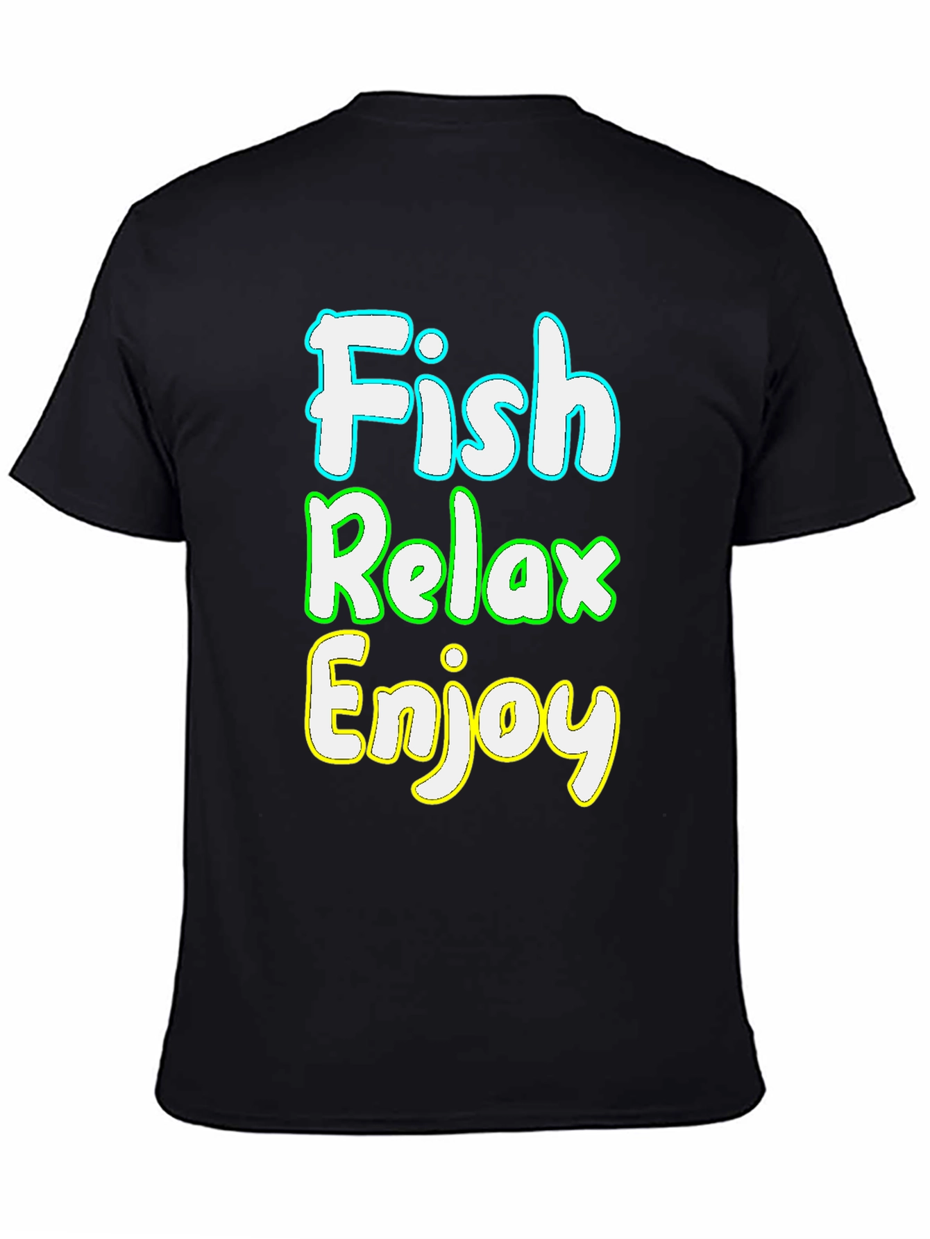 Fish Relax Enjoy Graphic Tee - Black Cotton T-Shirt