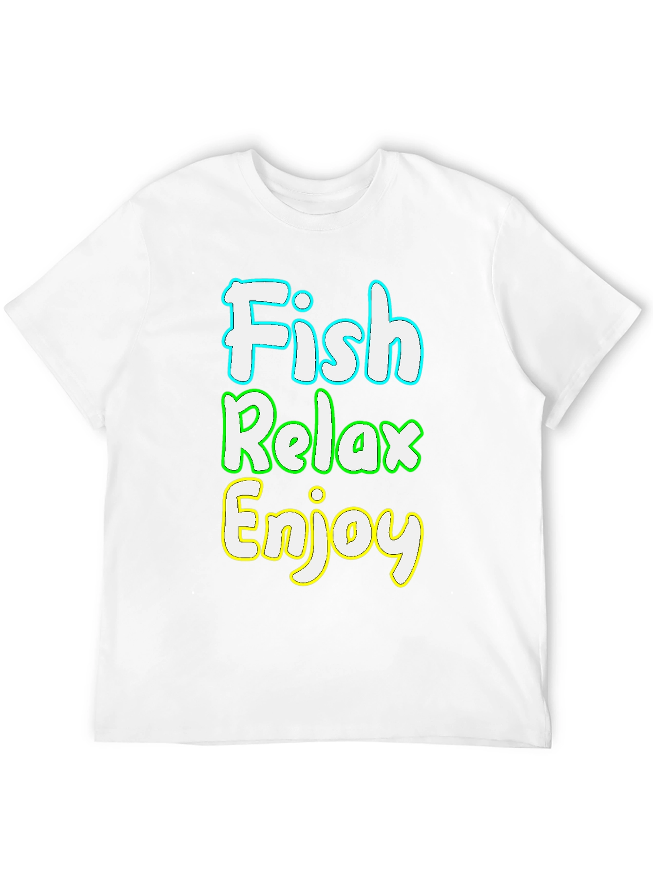 Fish Relax Enjoy Graphic Tee - Black Cotton T-Shirt