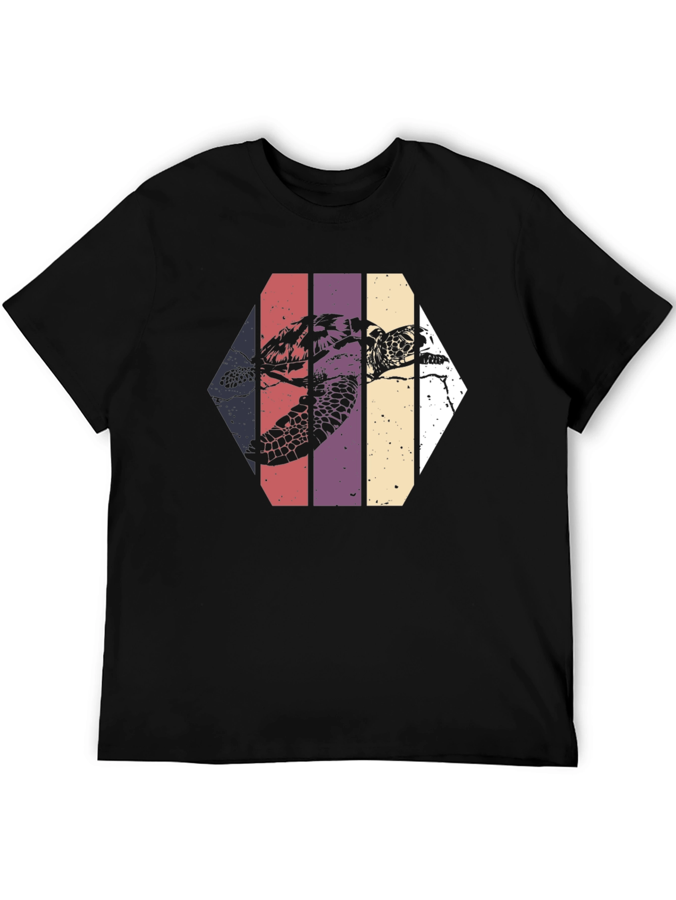 Retro Sea Turtle Graphic Tee - Black