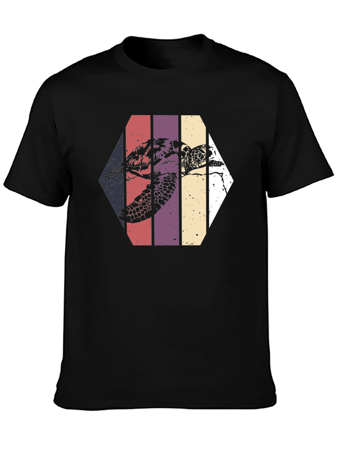 Retro Sea Turtle Graphic Tee - Black
