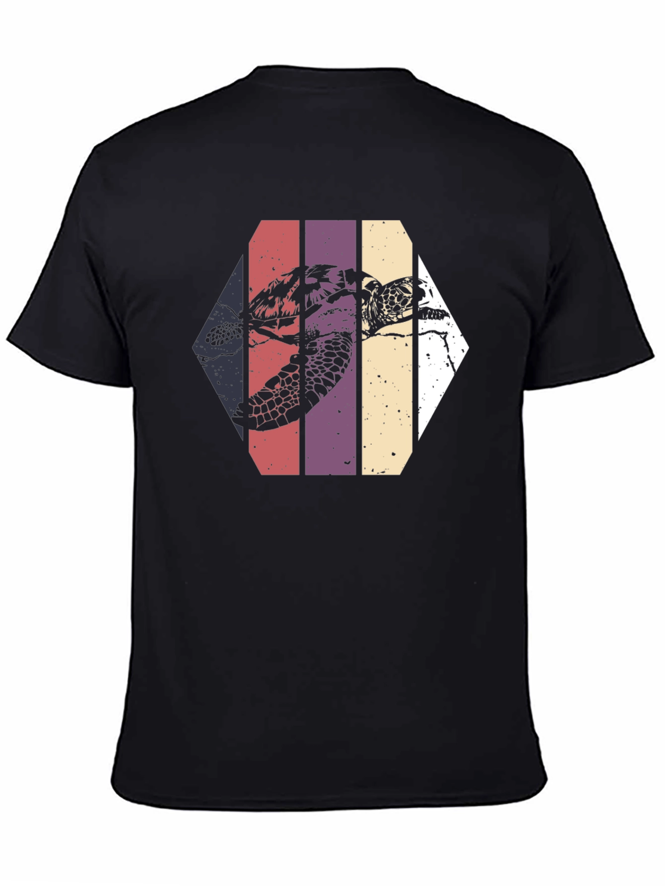 Retro Sea Turtle Graphic Tee - Black