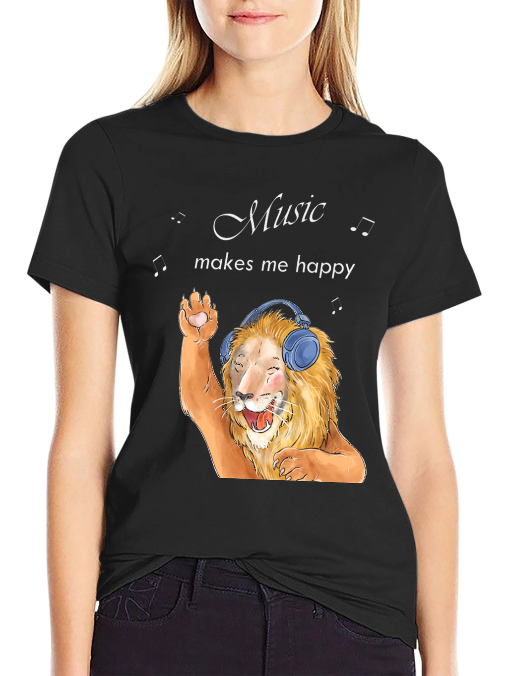 Music Lover Lion Graphic T-Shirt