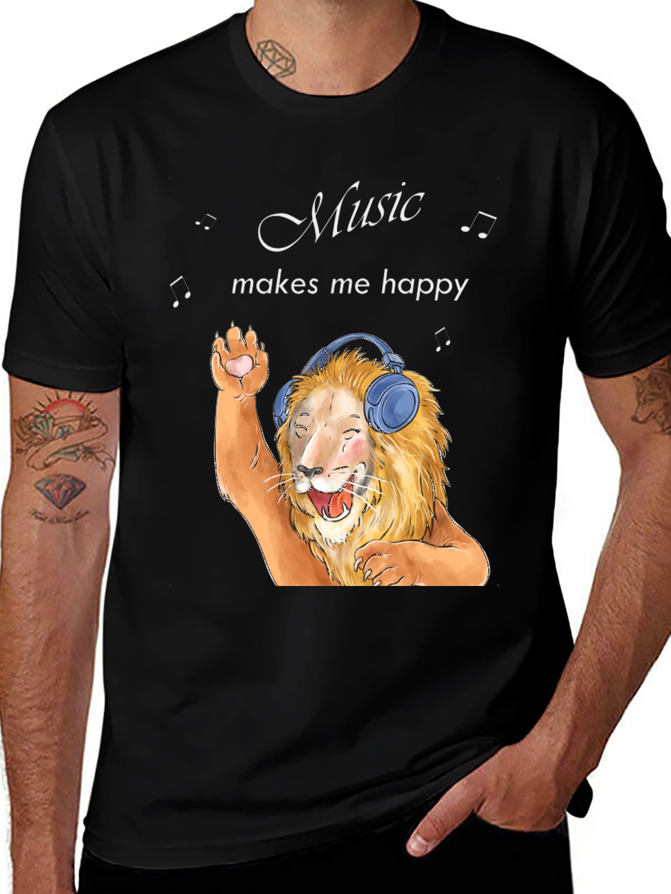 Music Lover Lion Graphic T-Shirt
