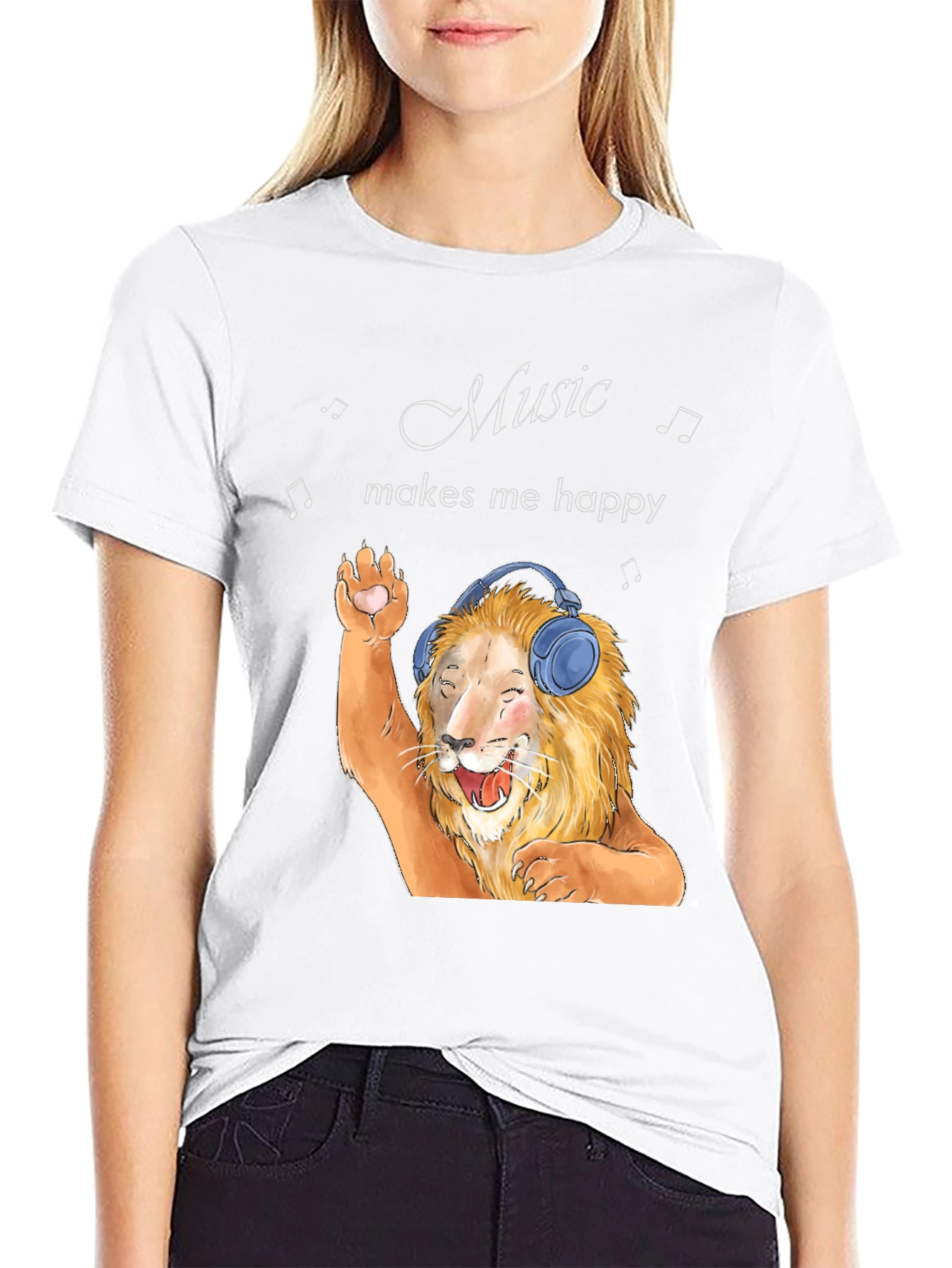 Music Lover Lion Graphic T-Shirt