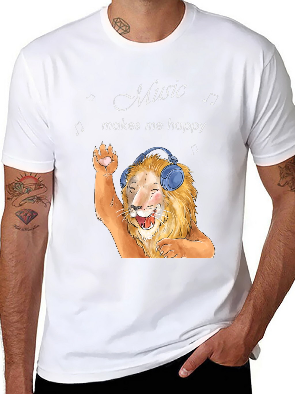 Music Lover Lion Graphic T-Shirt