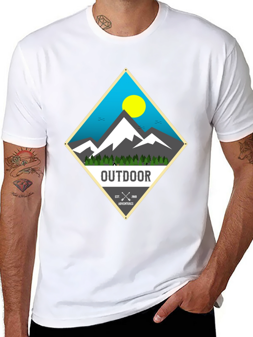Outdoor Adventure Graphic Tee - Mens Black T-Shirt