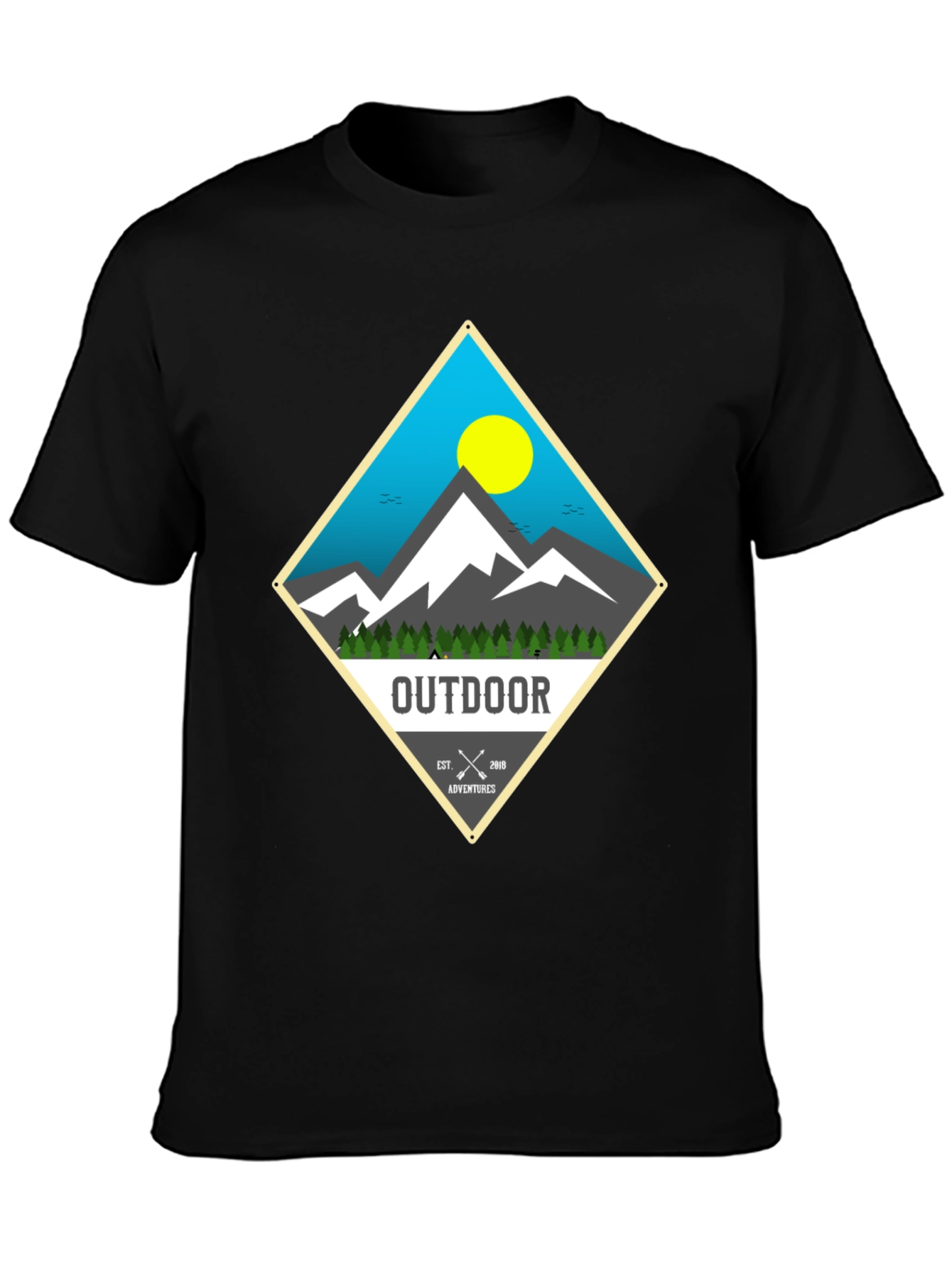 Outdoor Adventure Graphic Tee - Mens Black T-Shirt