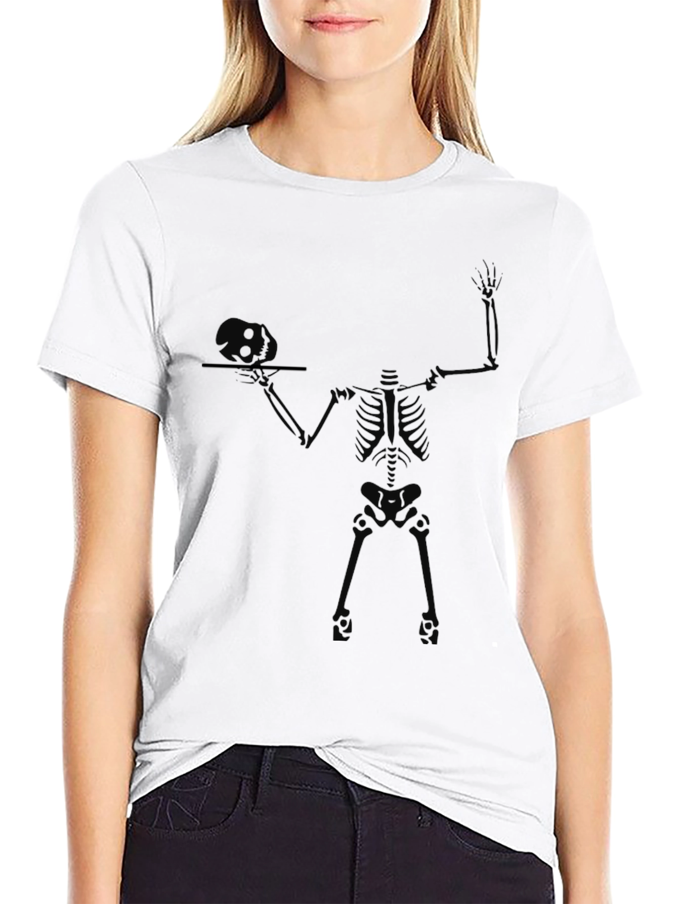 Skeleton Waiter Graphic Tee - Black Cotton T-Shirt