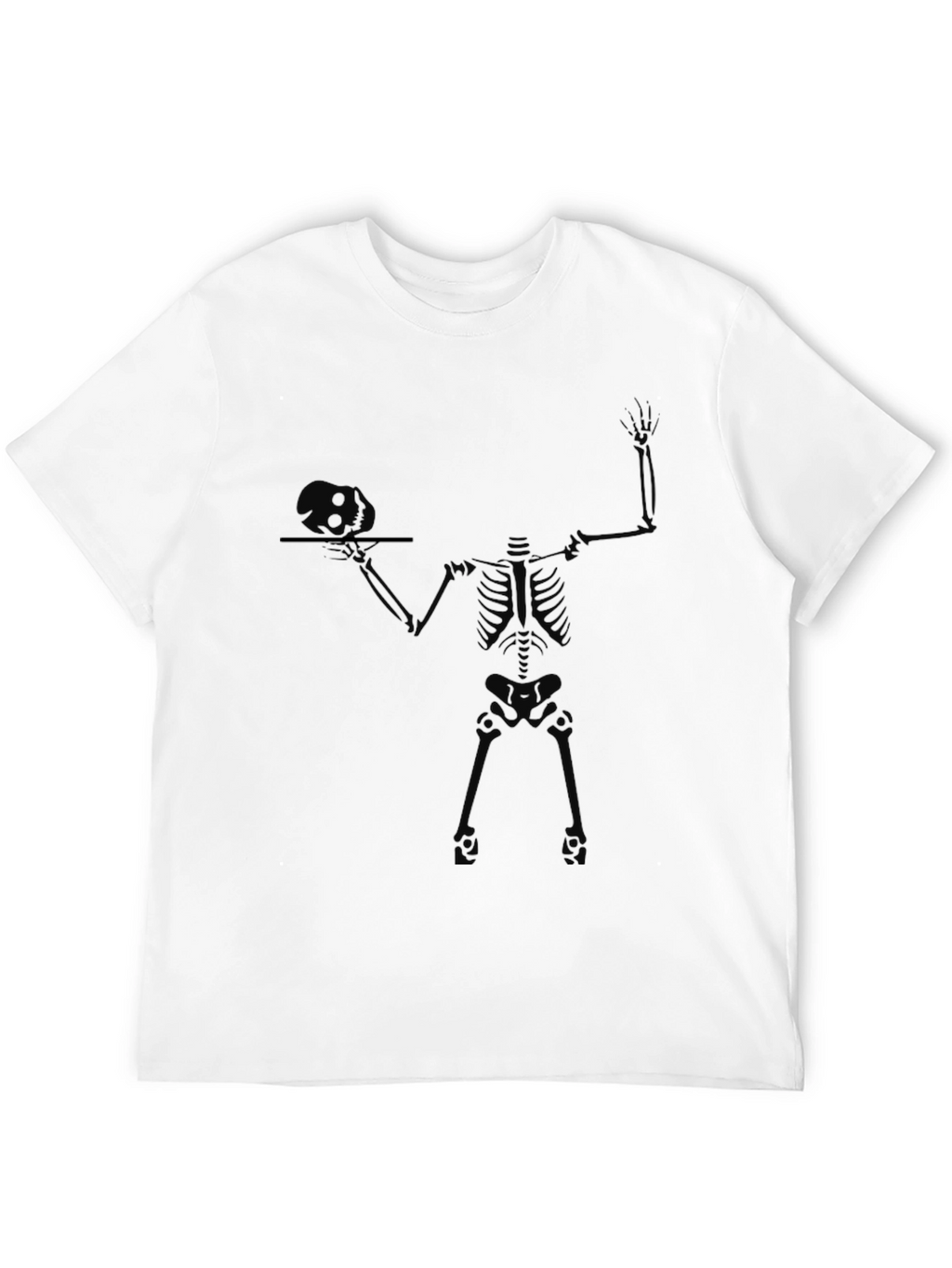 Skeleton Waiter Graphic Tee - Black Cotton T-Shirt