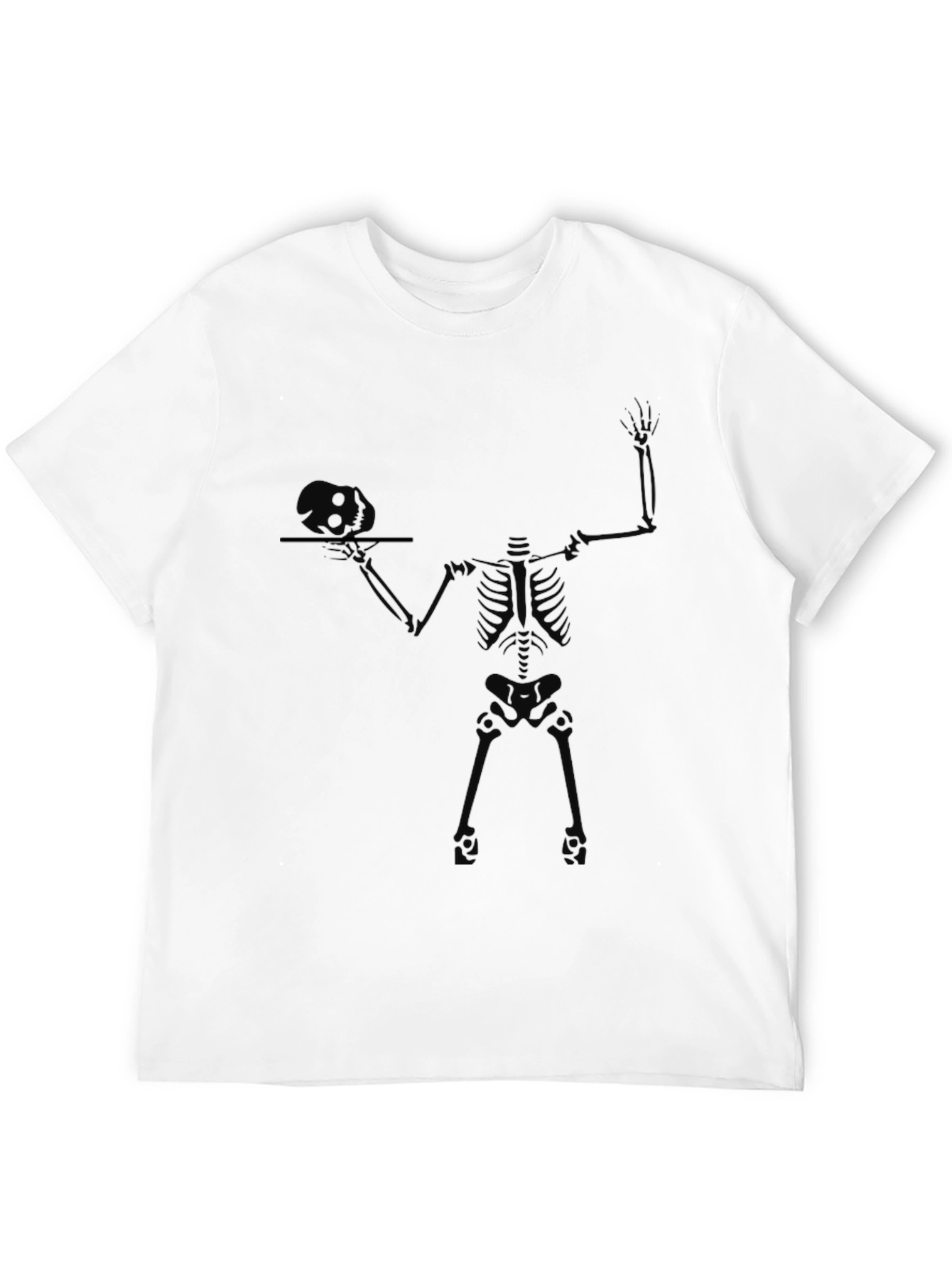 Skeleton Waiter Graphic Tee - Black Cotton T-Shirt