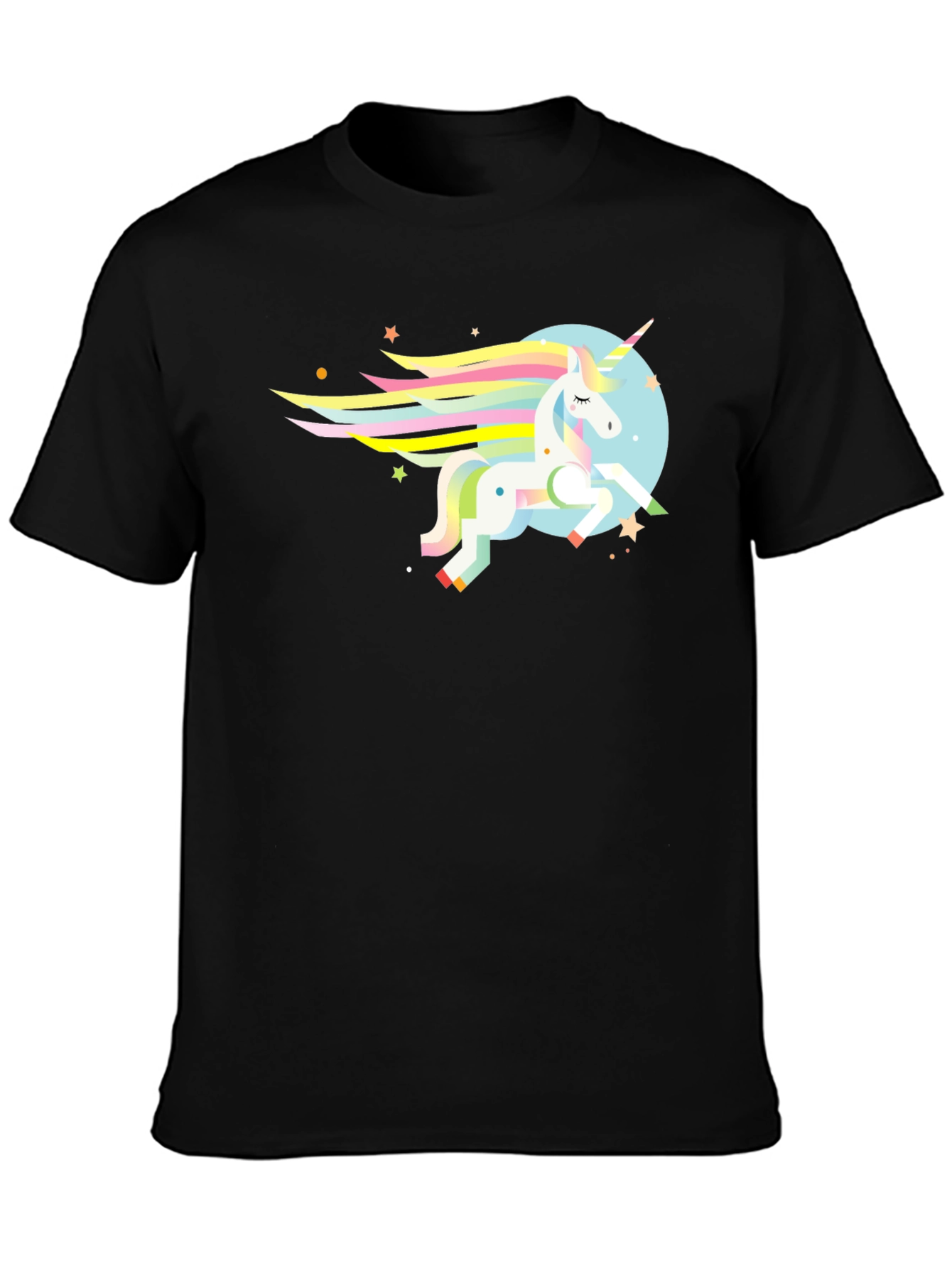 Magical Unicorn Graphic Tee - Black Cotton T-Shirt