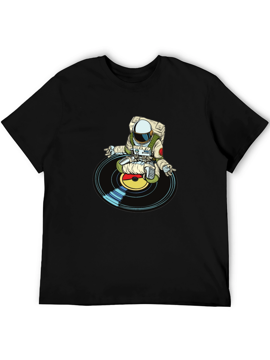 Astronaut DJ Graphic T-Shirt - Black Cotton Blend