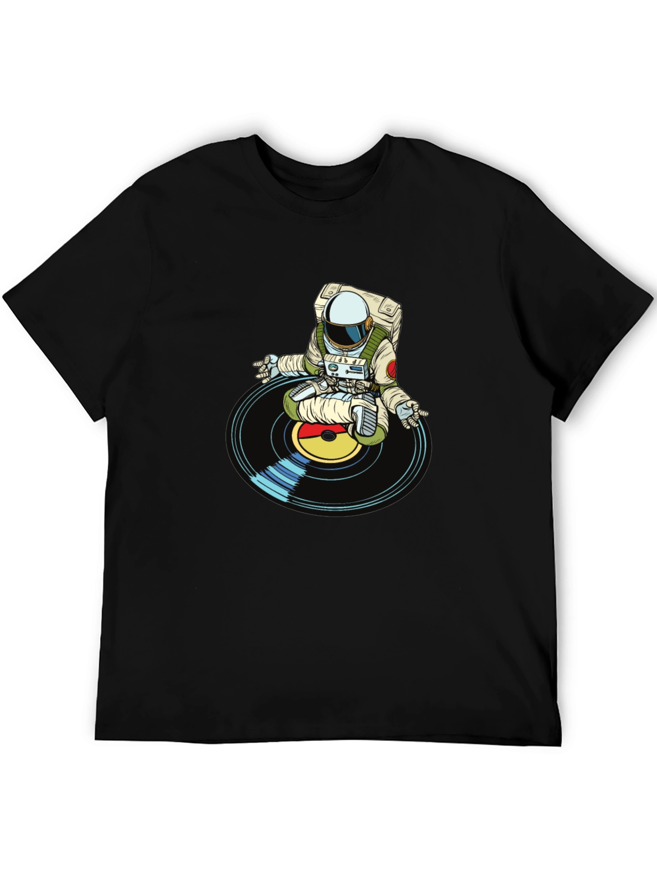 Astronaut DJ Graphic T-Shirt - Black Cotton Blend