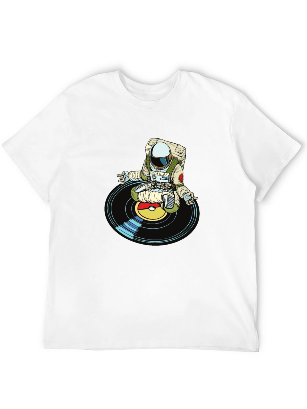 Astronaut DJ Graphic T-Shirt - Black Cotton Blend
