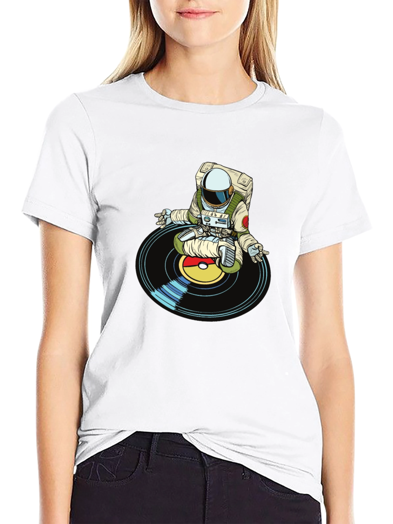 Astronaut DJ Graphic T-Shirt - Black Cotton Blend
