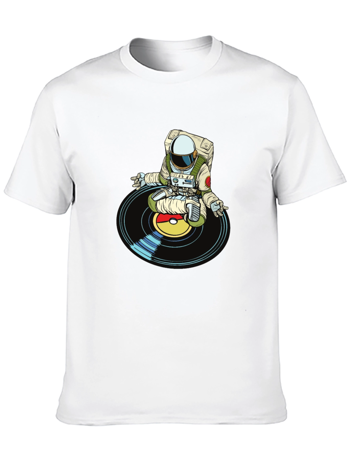 Astronaut DJ Graphic T-Shirt - Black Cotton Blend