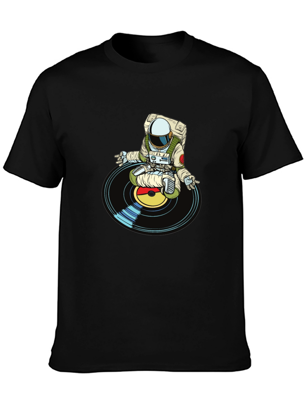 Astronaut DJ Graphic T-Shirt - Black Cotton Blend