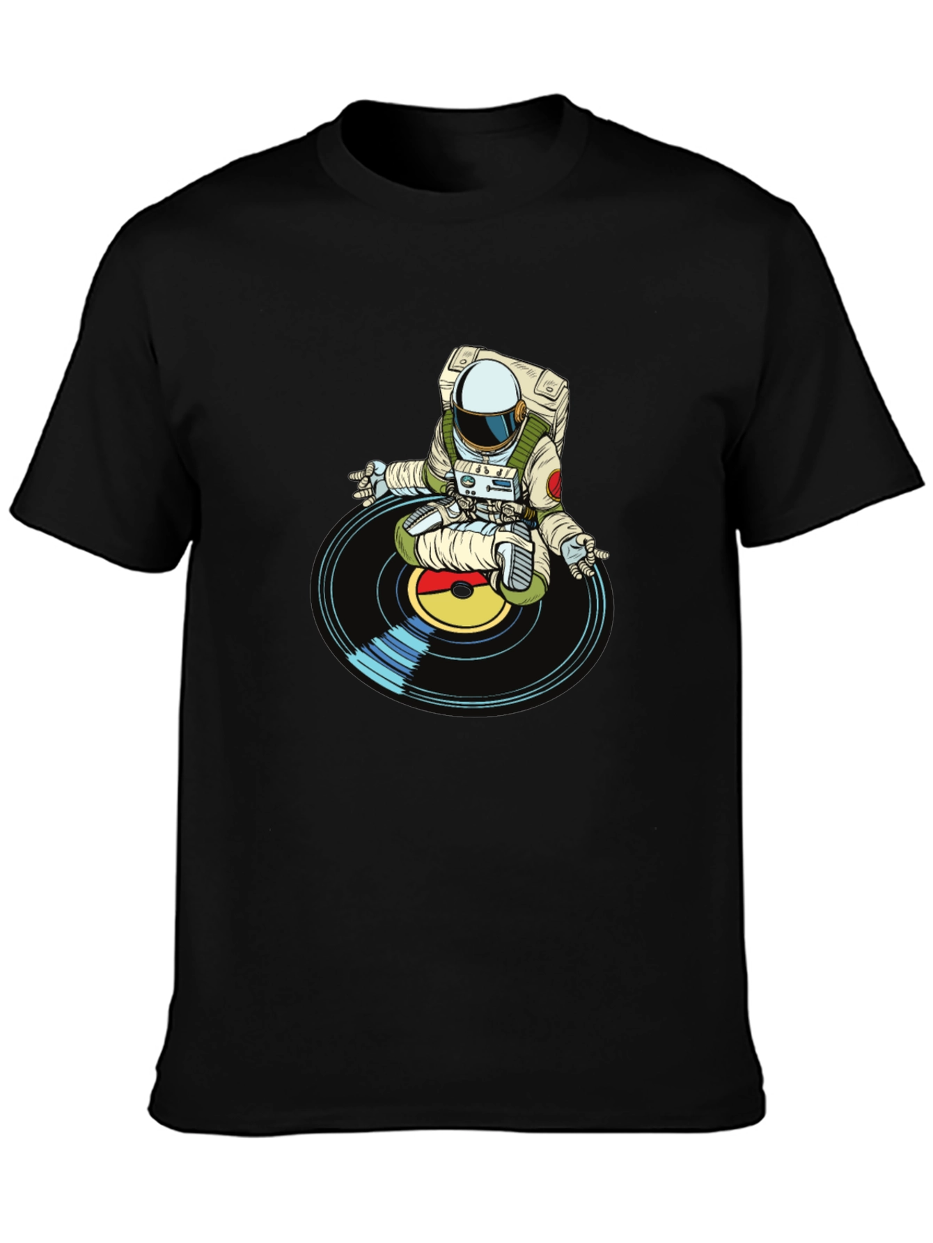 Astronaut DJ Graphic T-Shirt - Black Cotton Blend