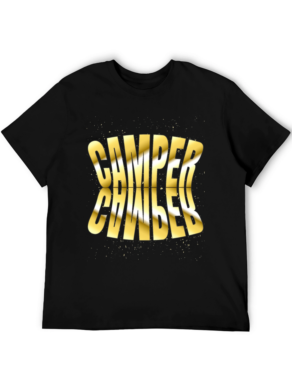 Camper Distorted Gold Text Black T-Shirt