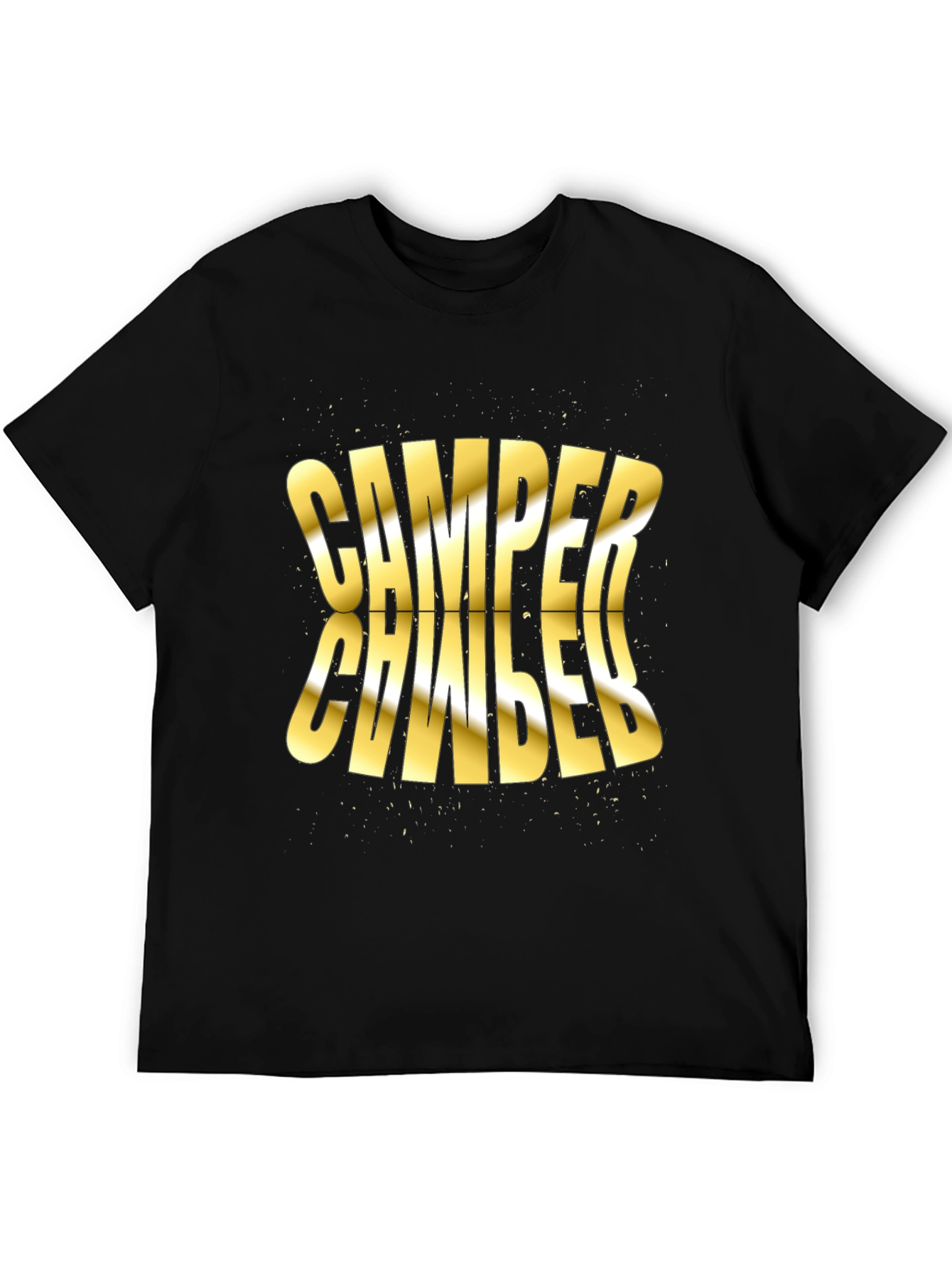 Camper Distorted Gold Text Black T-Shirt