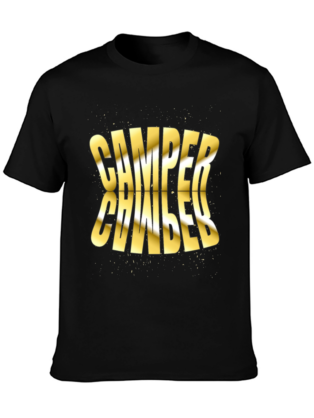 Camper Distorted Gold Text Black T-Shirt