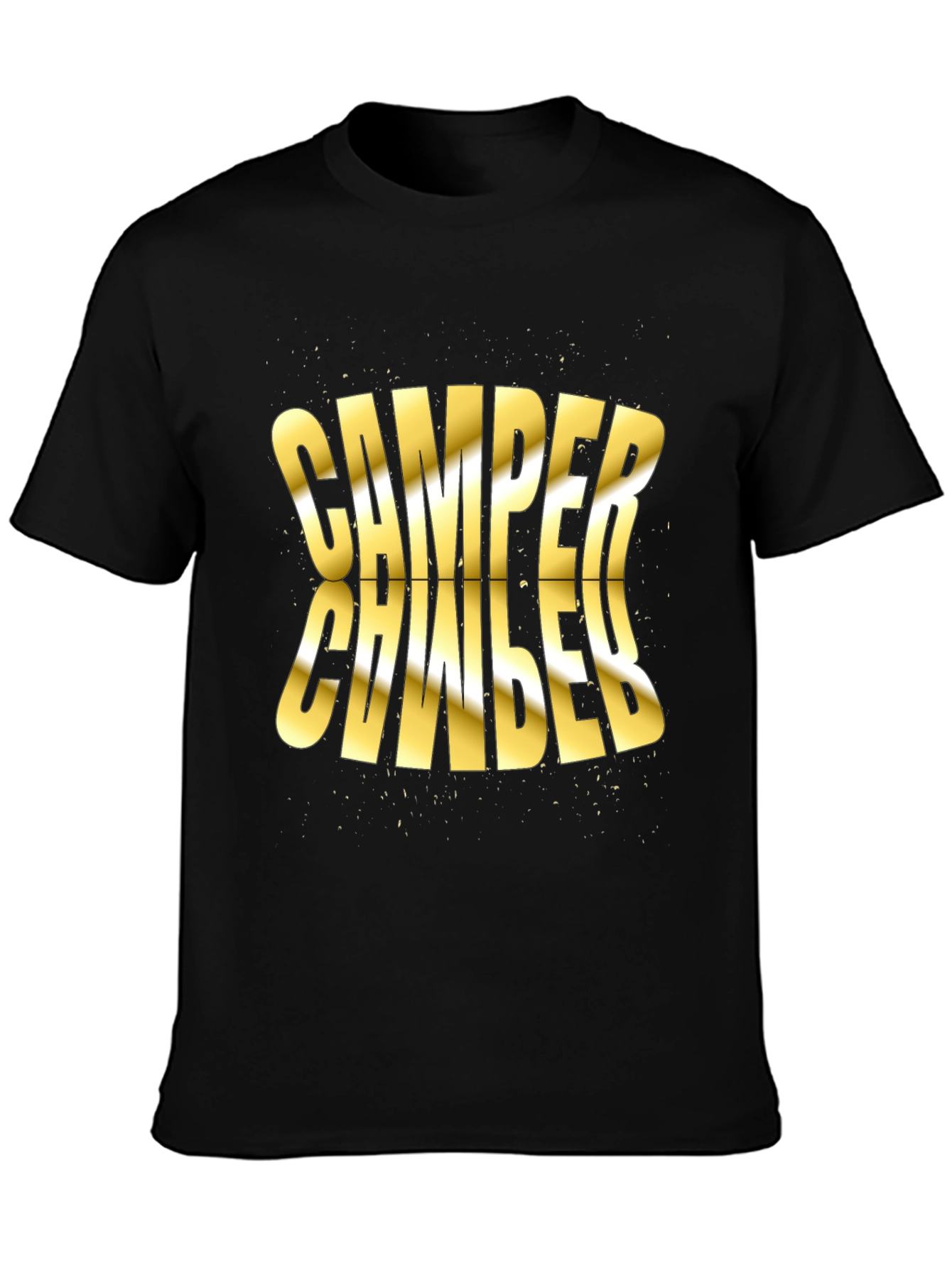 Camper Distorted Gold Text Black T-Shirt