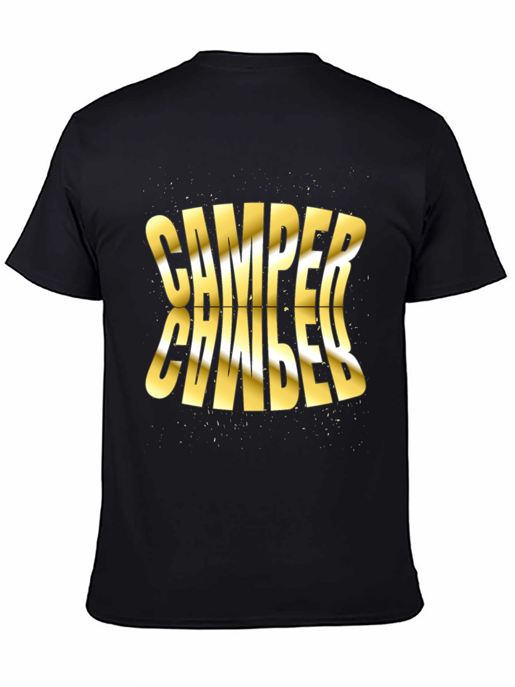 Camper Distorted Gold Text Black T-Shirt