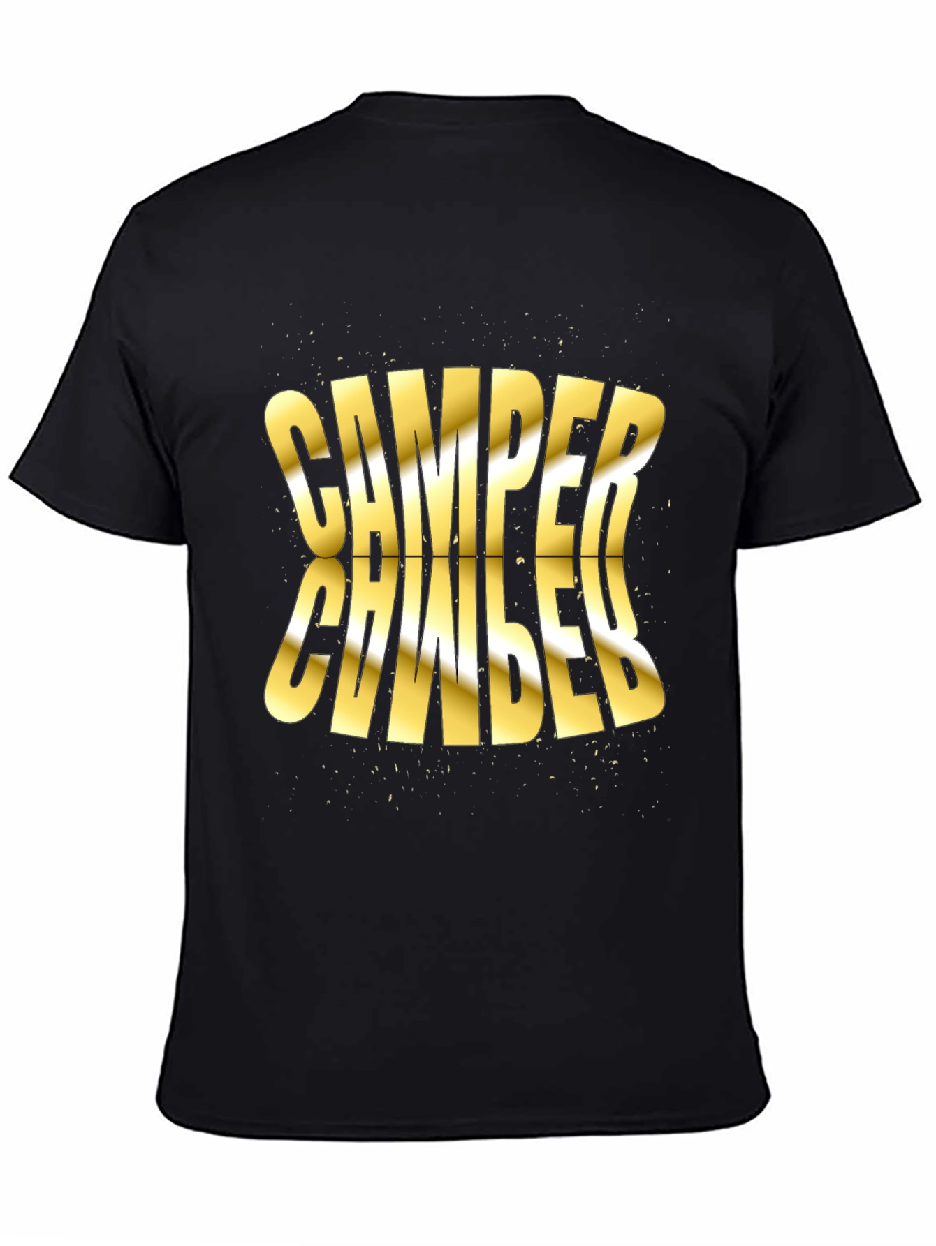 Camper Distorted Gold Text Black T-Shirt