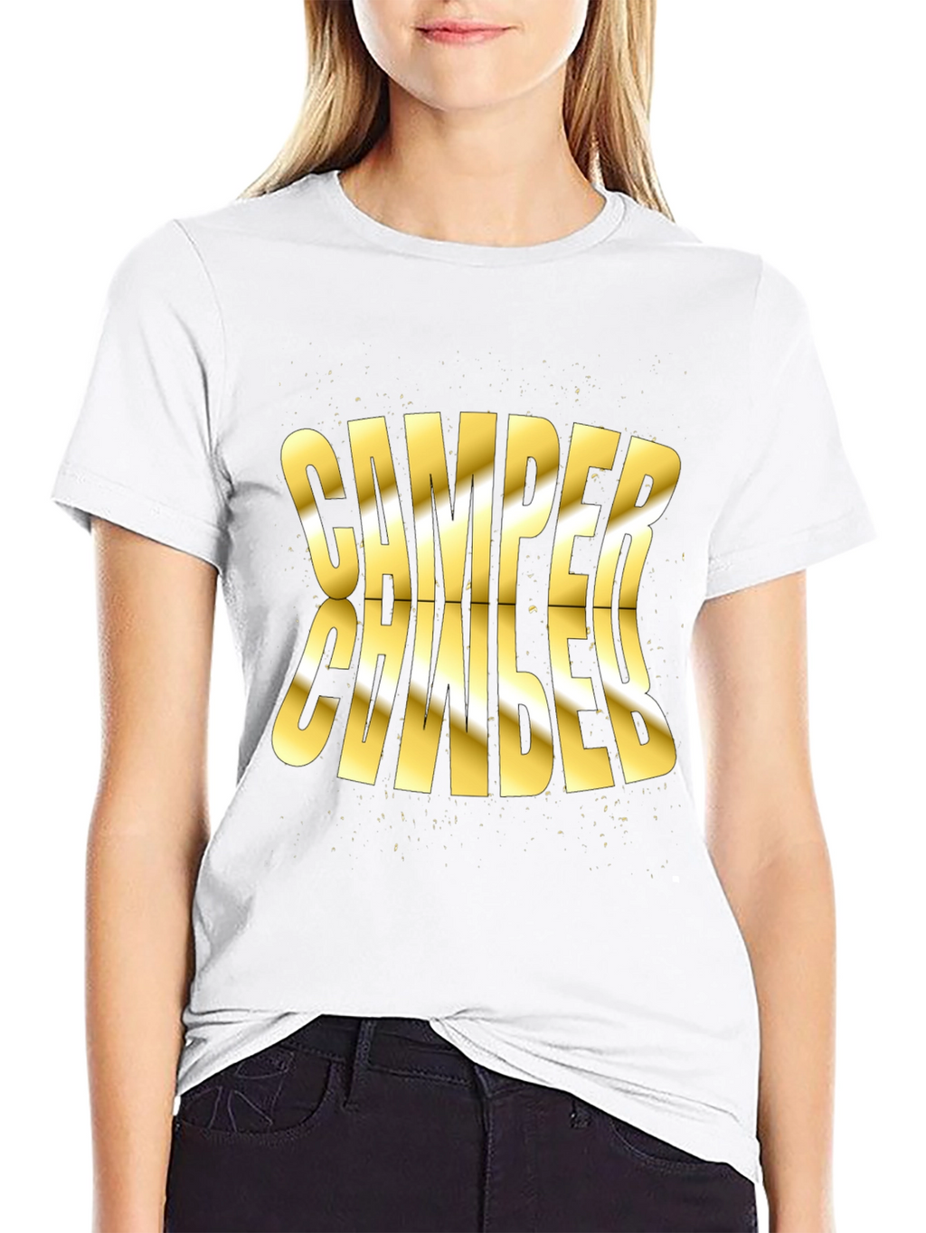 Camper Distorted Gold Text Black T-Shirt