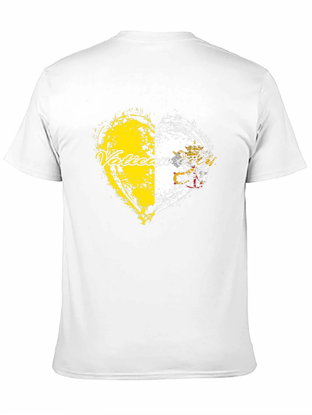 Vatican City Flag Heart Graphic Tee - Black