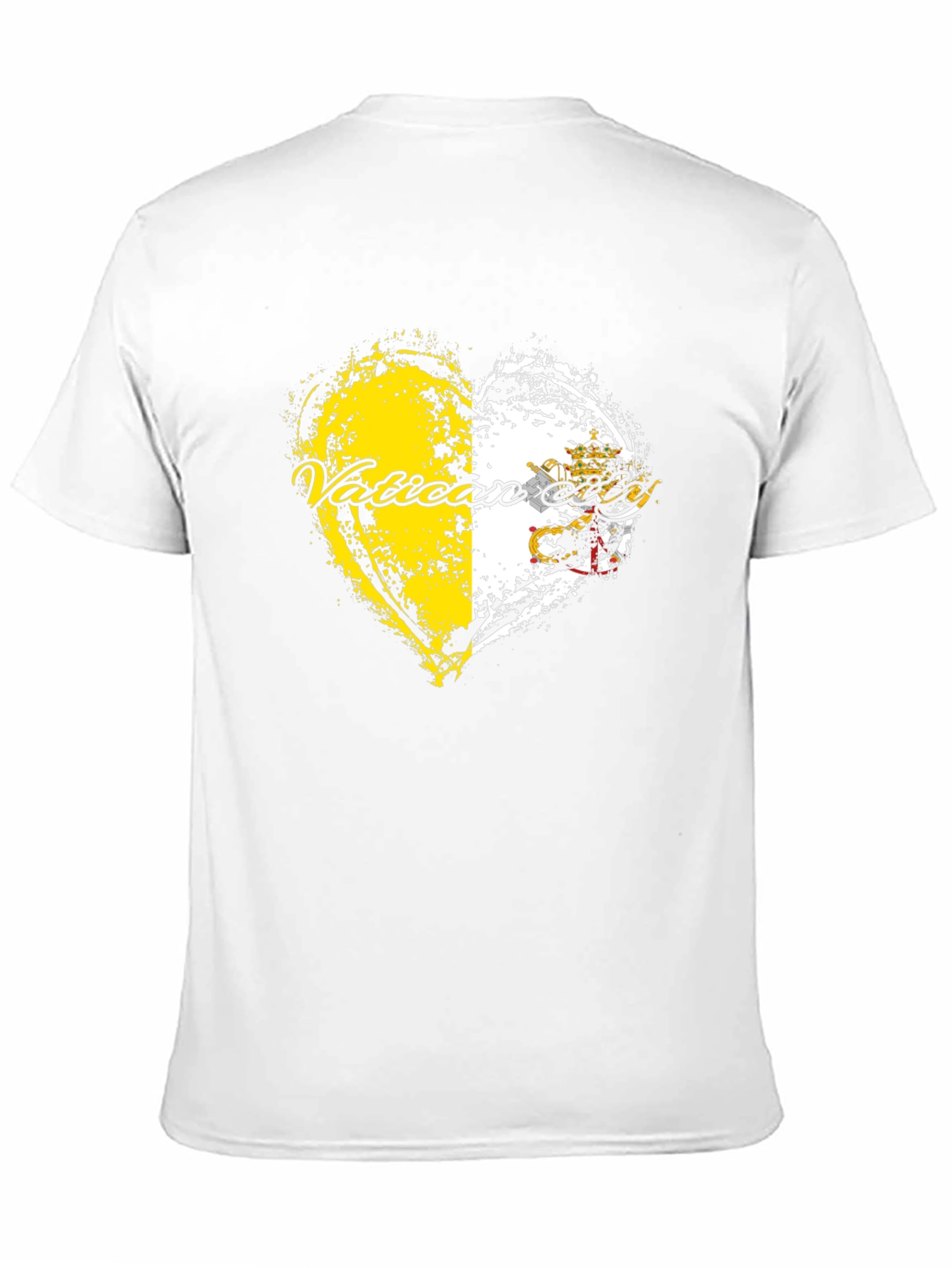Vatican City Flag Heart Graphic Tee - Black