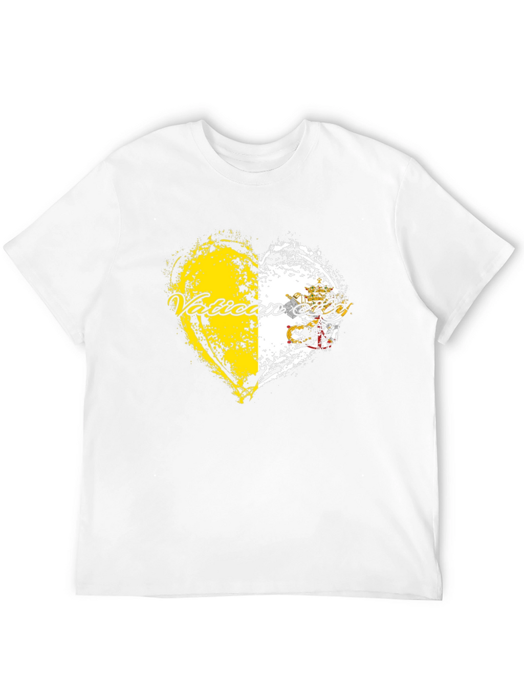 Vatican City Flag Heart Graphic Tee - Black